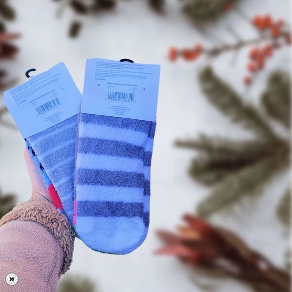 Set of 4 Pairs of Winter Socks for Women, Anti-Slip Purple Gray Fluffy Socks - Picture 3 of 5